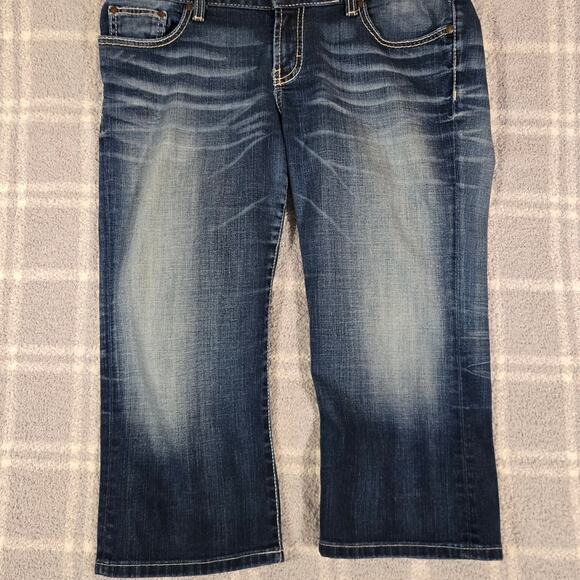 BKE Denim Stella Stretch Capri Dark Blue Cropped Women's Jeans W32 L21 - Picture 1 of 11